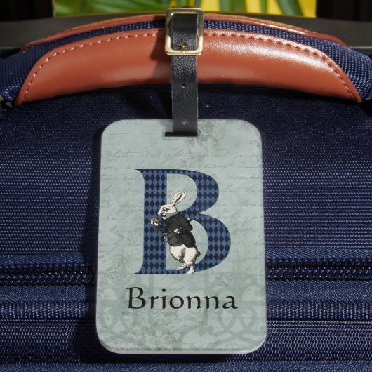 ワンダーランドホワイトラビットレターBラゲージタグ ラゲッジタグ (正面インサイチュ2)