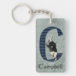 ワンダーランドホワイトラビットレターC キーホルダー