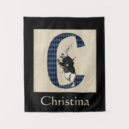 ワンダーランドホワイトラビットレターC タペストリー