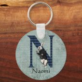 ワンダーランドホワイトラビットレターN キーホルダー (正面)