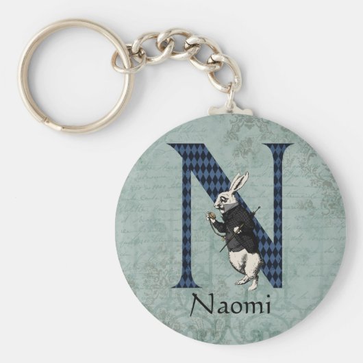 ワンダーランドホワイトラビットレターN キーホルダー (正面)