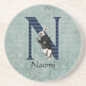 ワンダーランドホワイトラビットレターN コースター (正面)