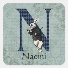 ワンダーランドホワイトラビットレターN スクエアシール