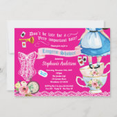ワンダーランドランジェリーシャワーブライダルシャワーホットピンク 招待状 (正面)
