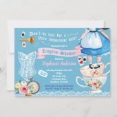 ワンダーランドランジェリーシャワーブライダルシャワー青ピンク 招待状 (正面)