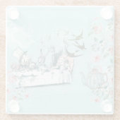 ワンダーランド不機嫌ティーパーティーアクアピンクガラスコースター ガラスコースター (裏面)