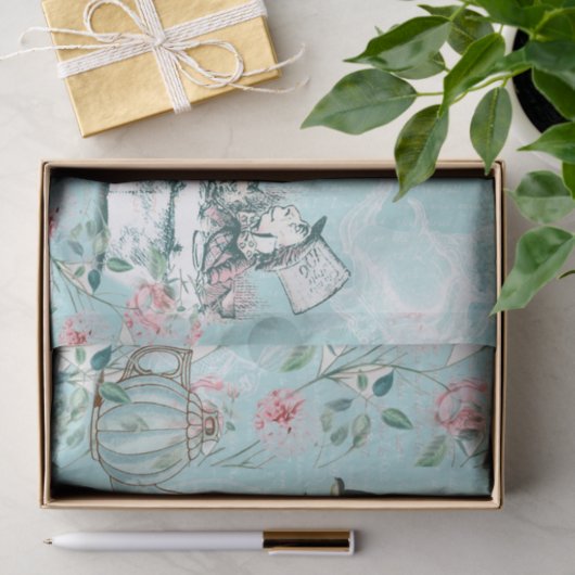 ワンダーランド不機嫌ティーパーティーアクアピンクティッシュペーパー 薄葉紙 (ギフト)