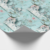 ワンダーランド不機嫌ティーパーティーアクアピンクラッピング紙 ラッピングペーパー (角)