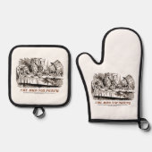 ワンダーランド不機嫌ティーパーティーアリスラビット不機嫌ハッター 鍋つかみ&鍋敷きセット (正面)