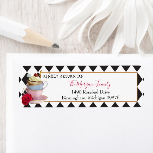 ワンダーランド不機嫌ティーパーティーティーカップアドレス ラベル (インサイチュ)