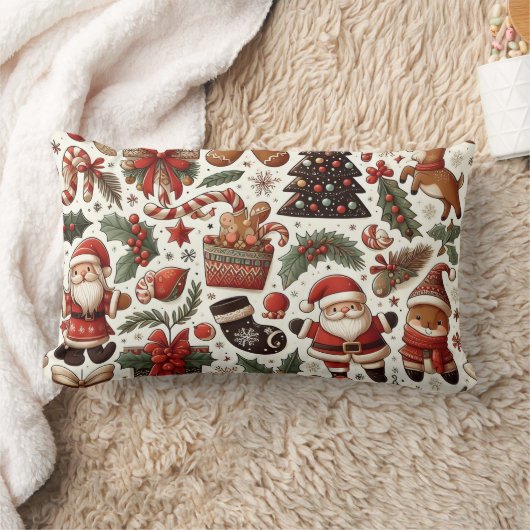 ワンダーランド動物のクリスマス枕 ランバークッション (ブランケット)