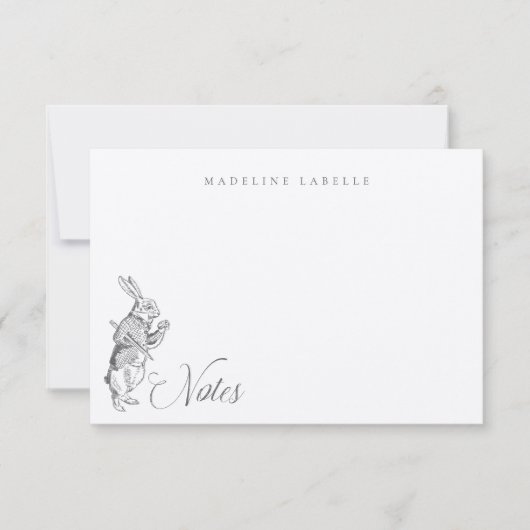 ワンダーランド名の白うさぎヴィンテージアリス ノートカード (正面)
