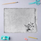 ワンダーランド工芸品の白と黒のラビットアリス 薄葉紙 (クラフト)