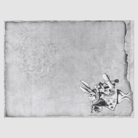 ワンダーランド工芸品の白と黒のラビットアリス 薄葉紙 (正面)