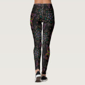 ワンダーランド熱狂する子猫幾何学的ブラックエメラルド レギンス (裏面)