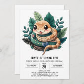 ワンダーランド爬虫類アドベンチャー誕生日 招待状 (正面/裏面)