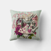 ワンダーランド白うさぎピンク色の濃淡 クッション (裏面)