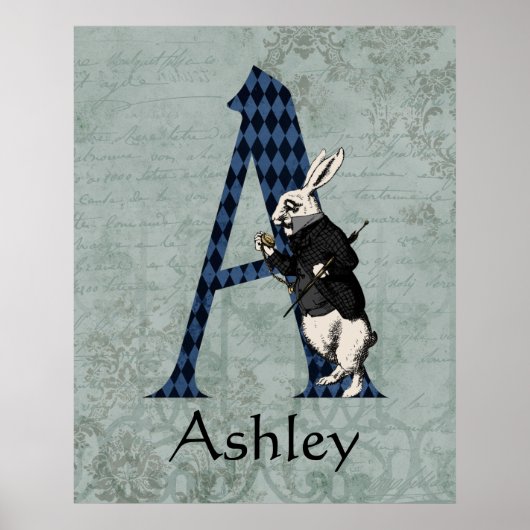 ワンダーランド白うさぎ手紙ポスター ポスター (正面)