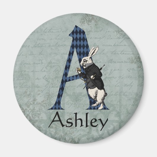 ワンダーランド白うさぎ手紙A マグネット (正面)