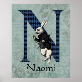 ワンダーランド白うさぎ手紙Nポスター ポスター (正面)