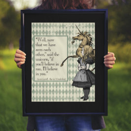 ワンダーランド私は信じユニコーン引用文 ポスター