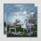 ワンダーランド茶のパーティーが本の赤ちゃんのシャワーを届ける 招待状 (正面/裏面)