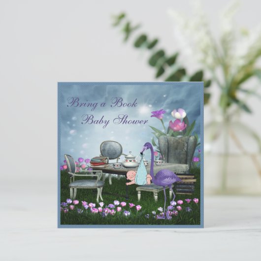 ワンダーランド茶のパーティーが本の赤ちゃんのシャワーを届ける 招待状 (スタンド正面)