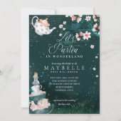 ワンダーランド茶のブライダルアリスにパルティーパーティー 招待状 (正面)