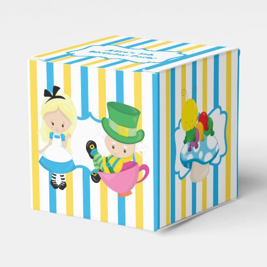 ワンダーランド誕生日パーティーでかわいいキッズアリス フェイバーボックス (正面サイド)