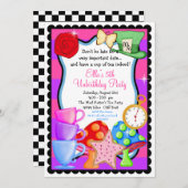 ワンダーランド誕生日パーティーの招待状 招待状 (正面/裏面)