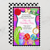 ワンダーランド誕生日パーティーの招待 招待状 (正面/裏面)