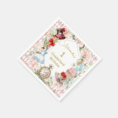 ワンダーランド誕生日時代の最初のアリス スタンダードカクテルナプキン (角)