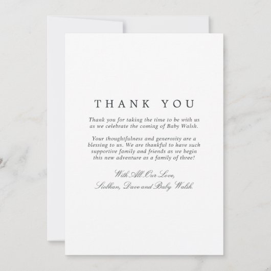 ワンダーランド金ゴールドの赤ちゃんシャワーのピンクとアリス サンキューカード (裏面)