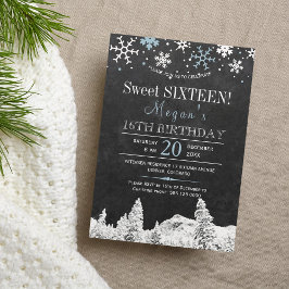 ワンダーランド雪のシックな冬のsweet sixteen 招待状