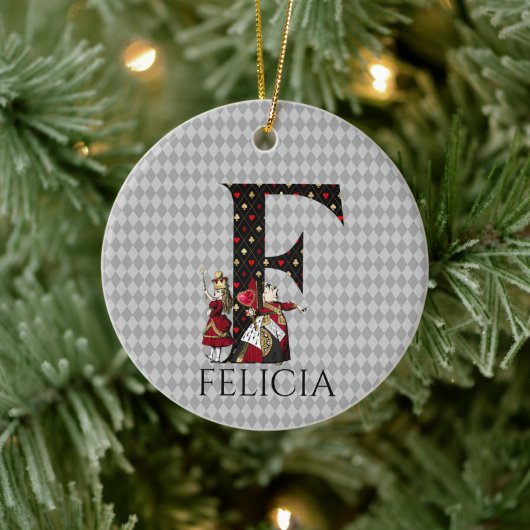 ワンダーランド・アリス&クイーン・オブ・ハート手紙F セラミックオーナメント (ツリー)