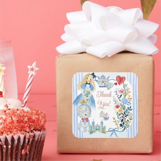 ワンダーランド・ガーデンの魅惑のアリスありがとう スクエアシール (パーティー)