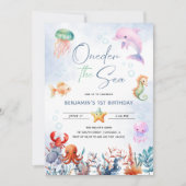 ワンダーランド・ザ・シー 1歳の誕生日 アンダーザシー 招待状 (正面)