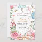 ワンダーランド ティー バースデー パーティー ガール ファースト バースデー 招待状 (正面)