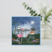 ワンダーランド·フラミンゴSip &シー·ボーイ·ベイビー·シャワー 招待状 (スタンド正面)