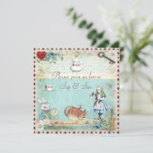 ワンダーランド·ベイビー·シャワーでヴィンテージ·アリスをすすり見る 招待状 (スタンド正面)