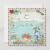 ワンダーランド·ベイビー·シャワーでヴィンテージ·アリスをすすり見る 招待状 (正面)