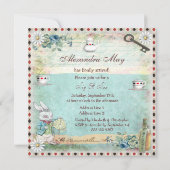 ワンダーランド·ベイビー·シャワーでヴィンテージ·アリスをすすり見る 招待状 (裏面)