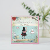 ワンダーランド·ベイビー·シャワーでヴィンテージ·アリスをすすり見る 招待状 (スタンド正面)