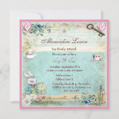 ワンダーランド·ベイビー·シャワーでヴィンテージ·アリスをすすり見る 招待状 (裏面)