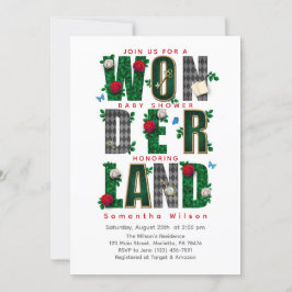 ワンダーランドI茶パーティー赤ちゃんシャワー 招待状