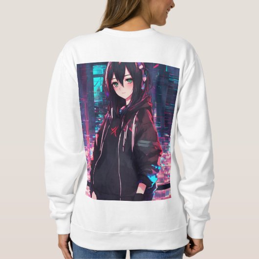 ワンダーランドTシャツのアニメかわいこちゃん スウェットシャツ (裏面)