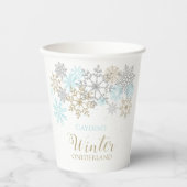 ワンダーーランドの冬　1歳の誕生日　雪の結晶のナプキン 紙コップ (正面)