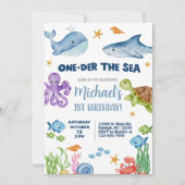 ワンダー海の男の子の最初の誕生日招待状。 招待状 (正面)