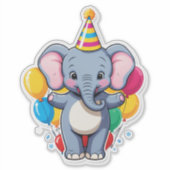 「ワンダー1歳!」赤ちゃん象の誕生日おめでとう シール (正面)