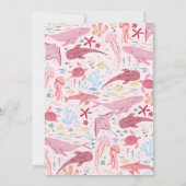 ワンダー・ザ・シー ピンク オーシャン アニマルズ 1歳の誕生日 招待状 (裏面)